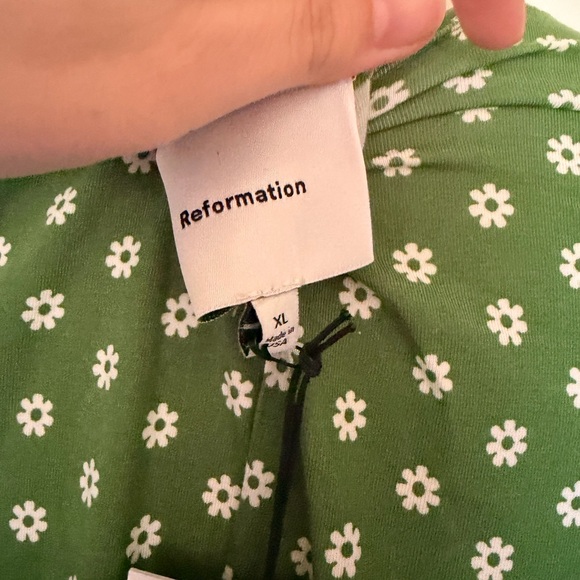 Reformation Green Polka Dot Long Sleeve Dress - Picture 6 of 9